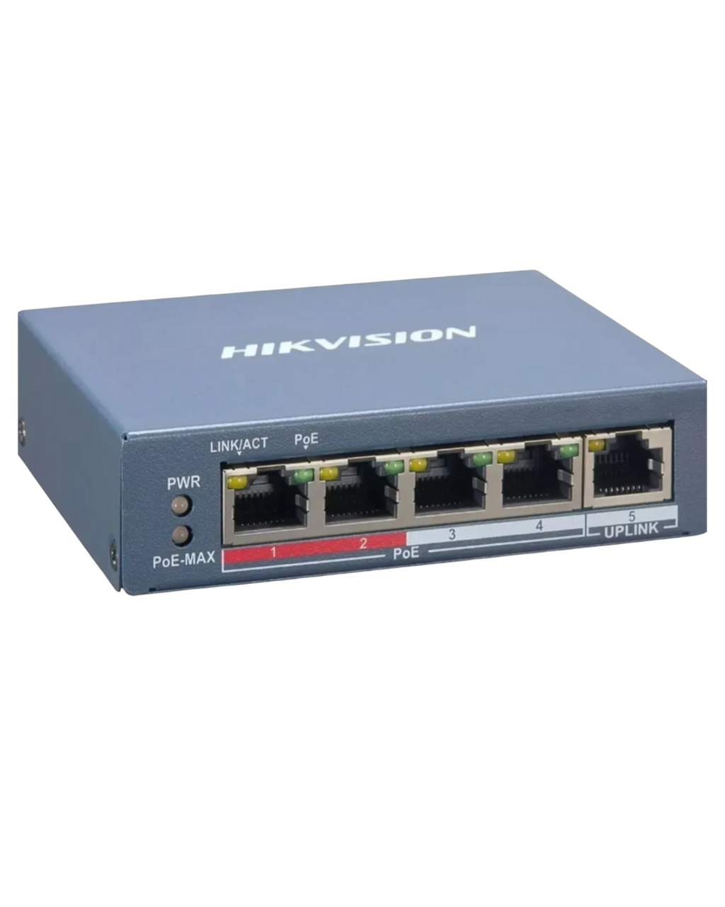 Switch Hikvision DS-3E1105P-EI V2 | 5 Puertos Gigabit | 4 Puertos PoE+ | Gestión Web | Para Cámaras de Seguridad