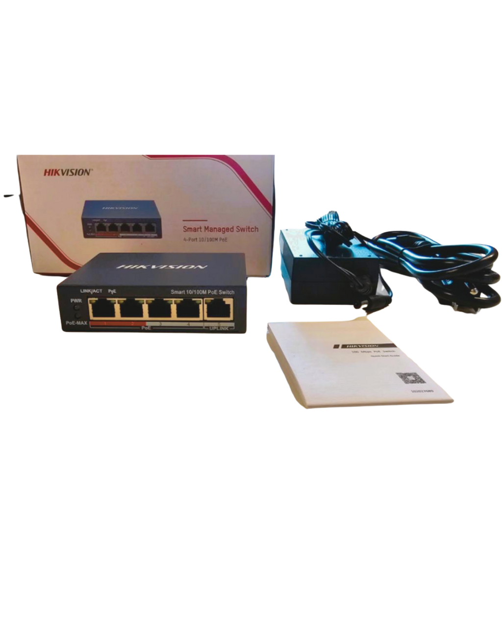 Switch Hikvision DS-3E1105P-EI V2 | 5 Puertos Gigabit | 4 Puertos PoE+ | Gestión Web | Para Cámaras de Seguridad