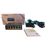 Switch Hikvision DS-3E1105P-EI V2 | 5 Puertos Gigabit | 4 Puertos PoE+ | Gestión Web | Para Cámaras de Seguridad